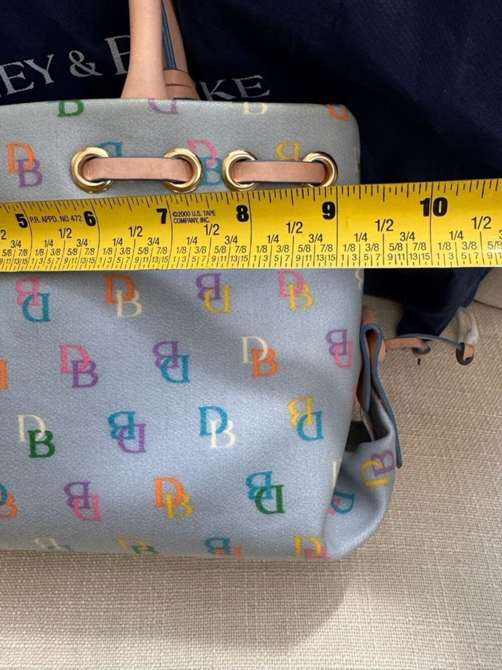 VTG NWT Dooney & Bourke Y2K Blue Rainbow Monogram Satchel Vachetta Leather Trim - Picture 16 of 16